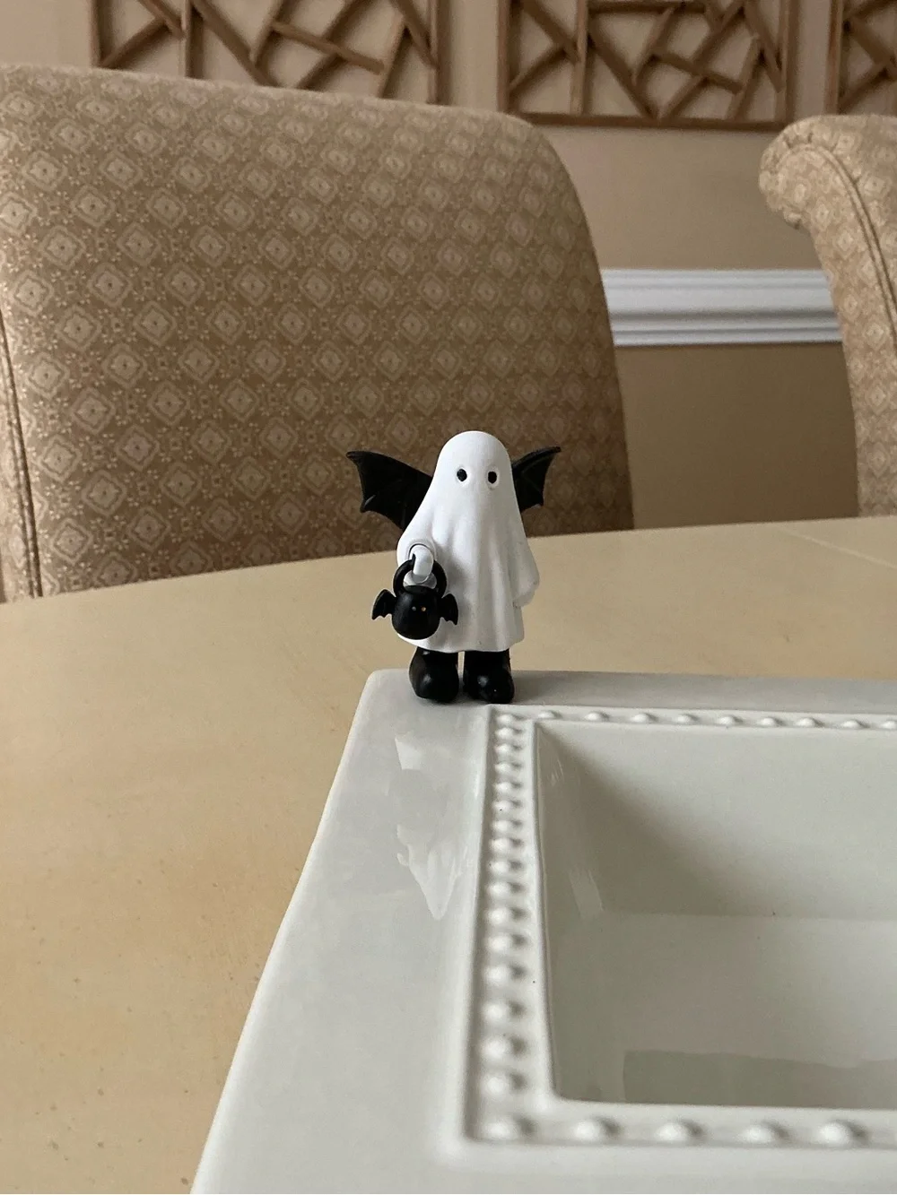 Little Ghost With Bat Wings Trick or Treater Platter Decoration 🦇